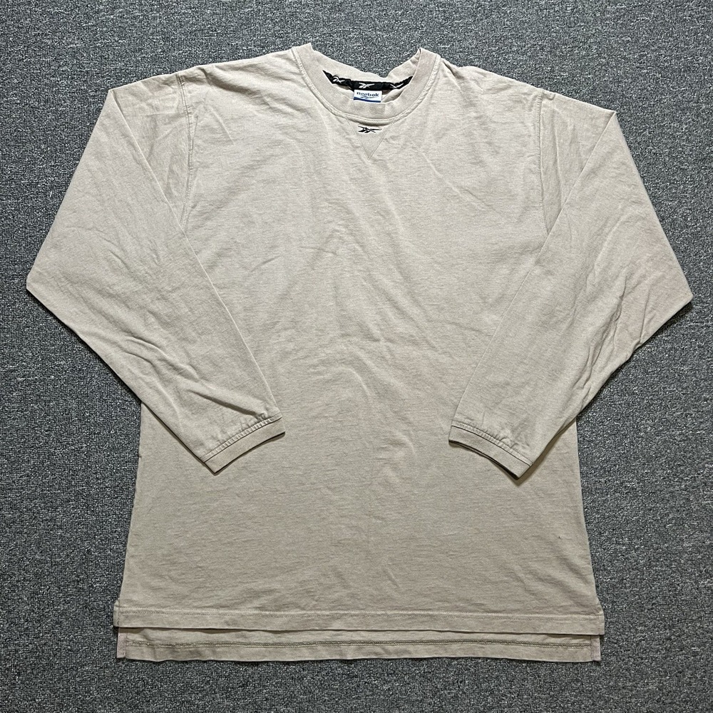 Reebok Beige‎ Long Sleeve XL Embroidered Logo Vintage